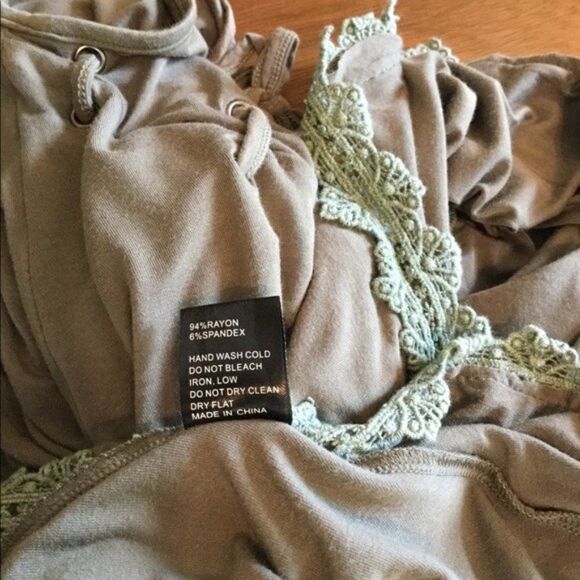 tunic Top with Ruffled Lace Up Olive Sleeveless - Picture 14 of 15